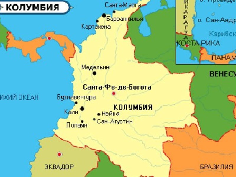 Колумбия на карте